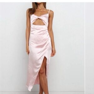 Petal & Pup Blush Satin Midi Dress